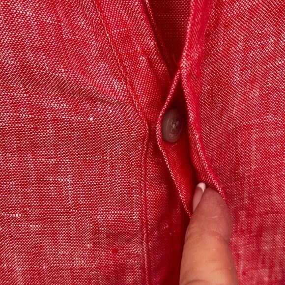 Murano Linen Long Sleeve Button Front Tunic Blouse Light Red Size Small - Picture 9 of 10